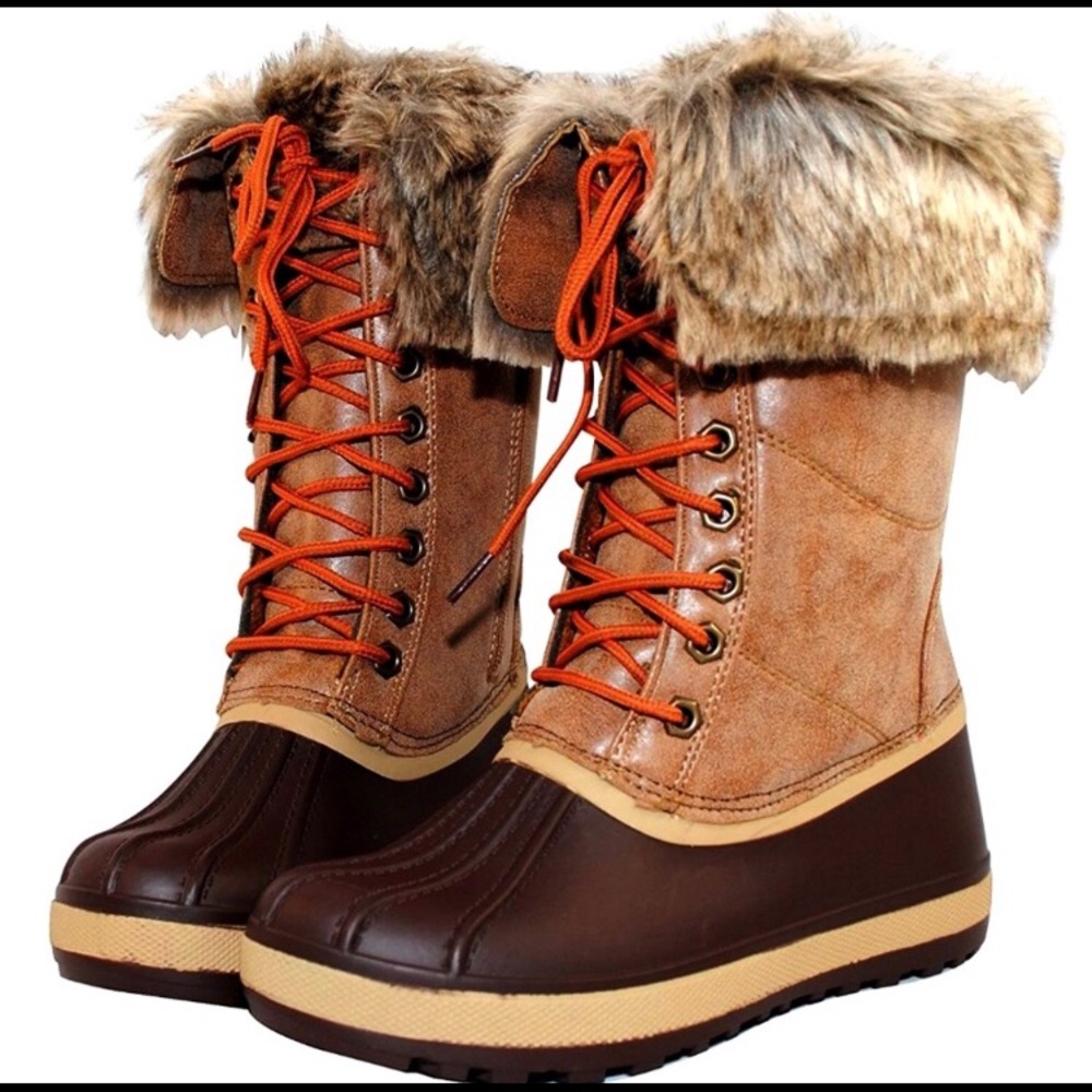 Women’s Lace Up Snow Waterproof Duck Fur Boots